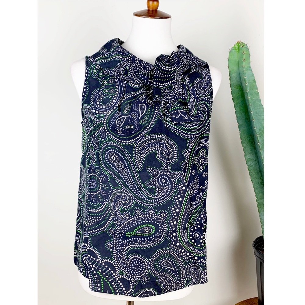 Talbots | Silk Sleeveless Paisley Mock-Neck Blouse